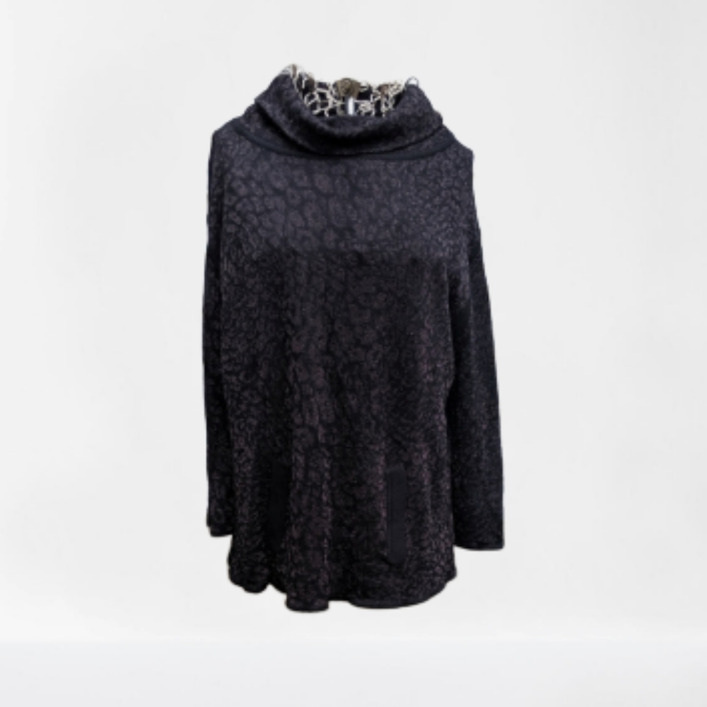 Ellen Tracy sparkle leopard print turtleneck
